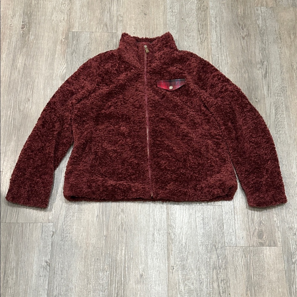 NWT Pendleton Bordeaux Burgundy ' Fuzzy Zip Jacket - Picture 10 of 11